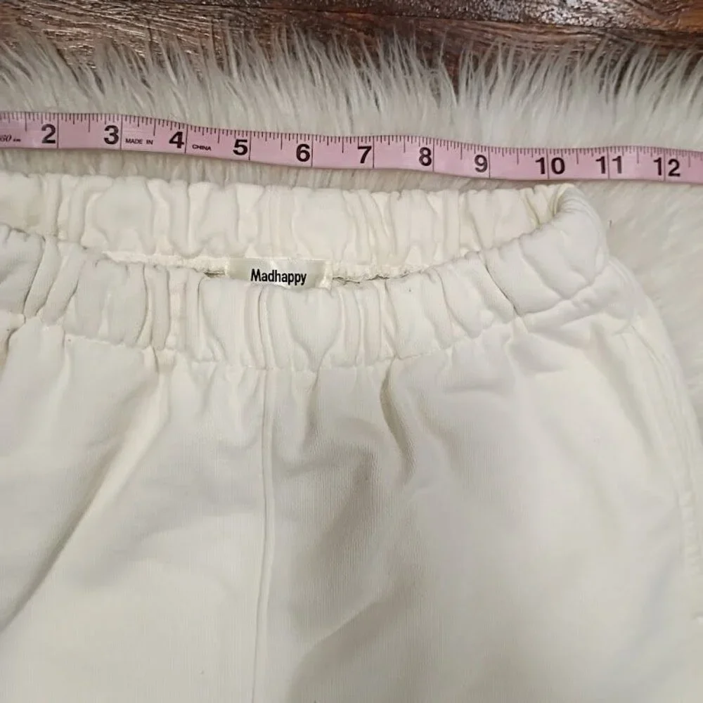 Madhappy Off White Sweatpants XS With Colorful Logo Elastic Waistband - Picture 9 of 10